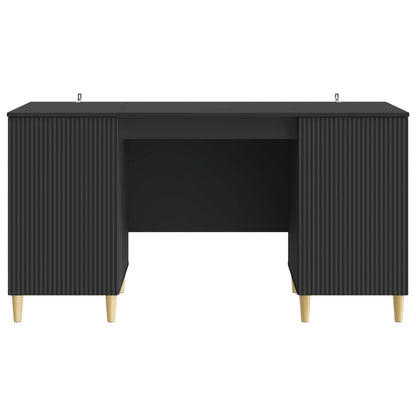 Bureau met plank Zwart 142,5 x 50 x 75 cm Bewerkt hout
