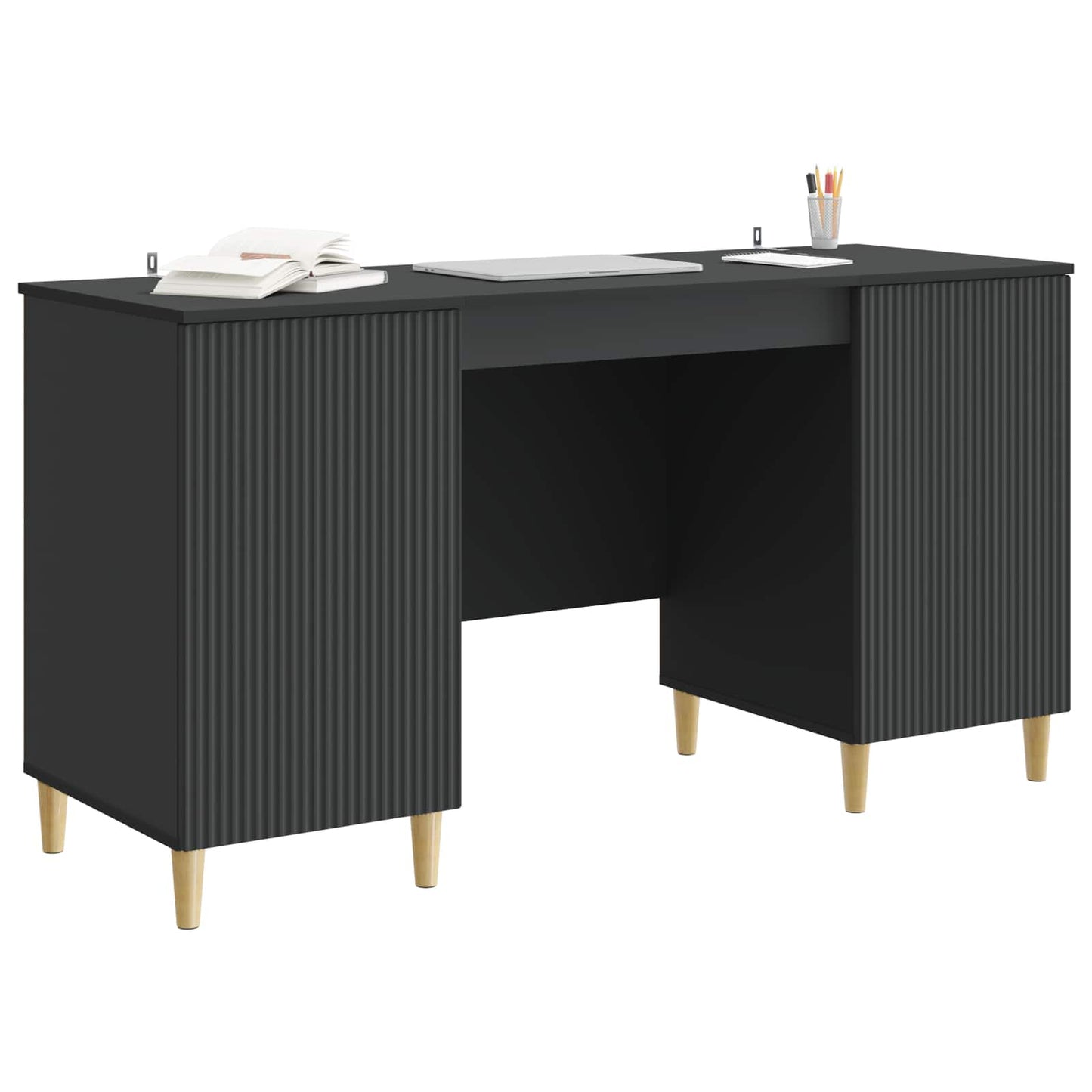 Bureau met plank Zwart 142,5 x 50 x 75 cm Bewerkt hout