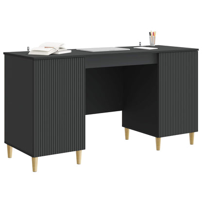 Bureau met plank Zwart 142,5 x 50 x 75 cm Bewerkt hout