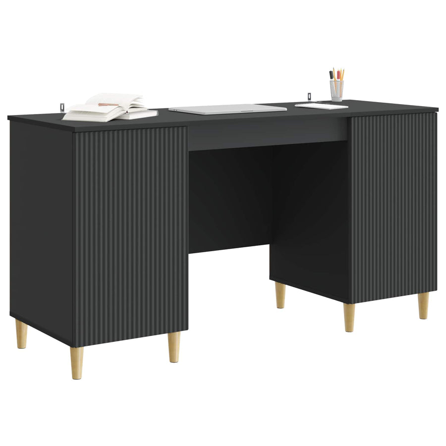 Bureau met plank Zwart 142,5 x 50 x 75 cm Bewerkt hout