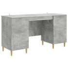 Desk with Shelf Concrete Gray 142.5 x 50 x 75 cm Engineered Wood