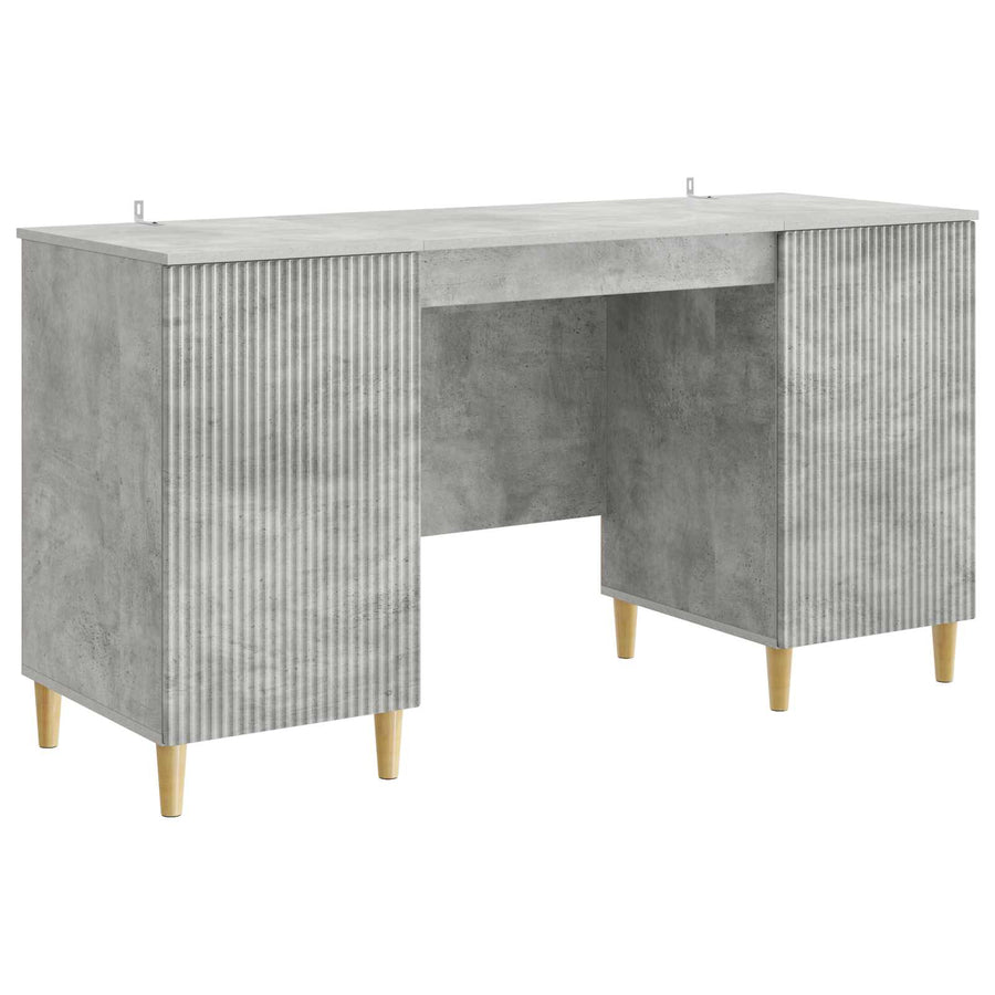 Bureau met plank Betongrijs 142,5 x 50 x 75 cm Bewerkt hout