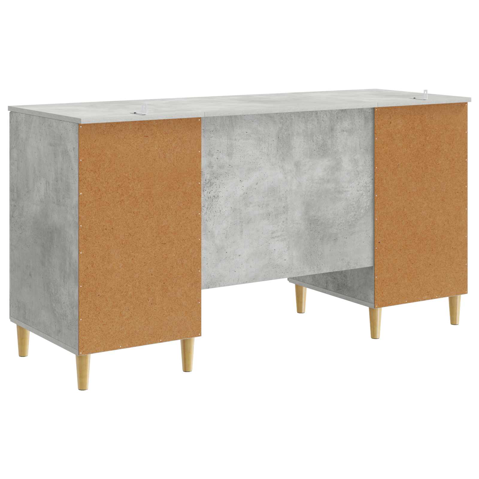 Bureau met plank Betongrijs 142,5 x 50 x 75 cm Bewerkt hout