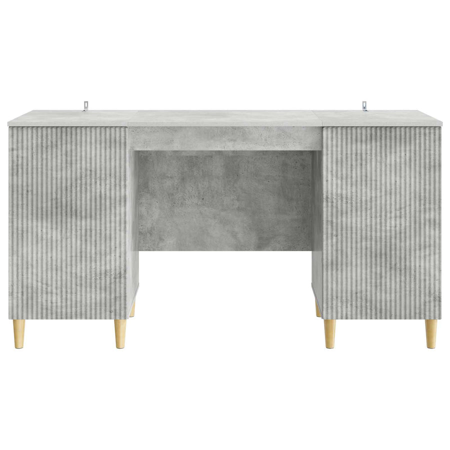 Bureau met plank Betongrijs 142,5 x 50 x 75 cm Bewerkt hout
