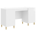 Desk with Shelf High Gloss White 142.5 x 50 x 75 cm Engineered Wood