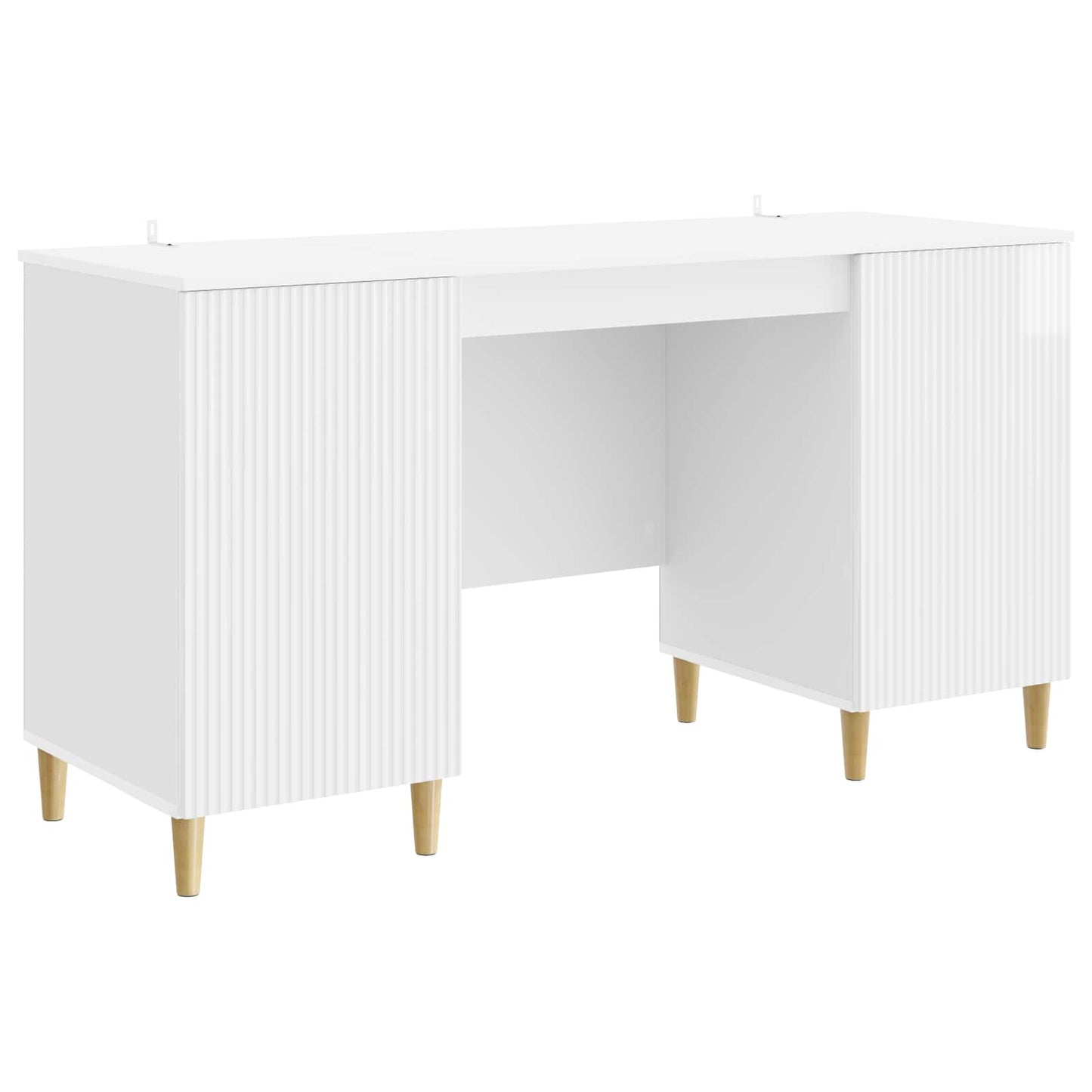 Bureau met plank Hoogglans Wit 142,5 x 50 x 75 cm Bewerkt hout