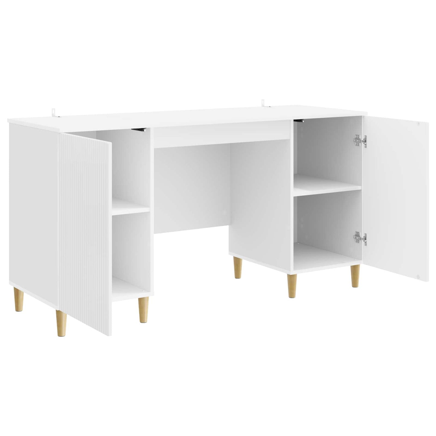Bureau met plank Hoogglans Wit 142,5 x 50 x 75 cm Bewerkt hout