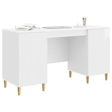 Bureau met plank Hoogglans Wit 142,5 x 50 x 75 cm Bewerkt hout