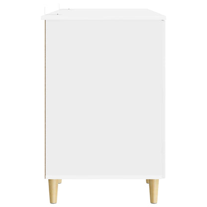 Bureau met plank Hoogglans Wit 142,5 x 50 x 75 cm Bewerkt hout