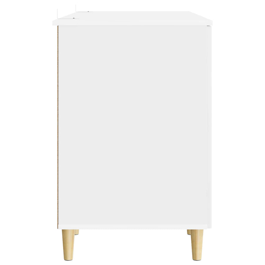 Bureau met plank Hoogglans Wit 142,5 x 50 x 75 cm Bewerkt hout