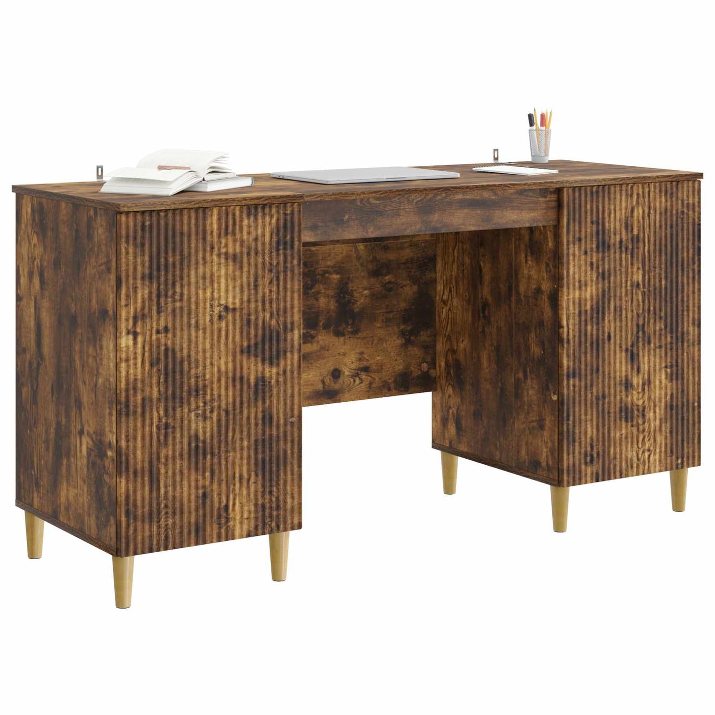 Bureau met plank Gerookt eiken 142,5 x 50 x 75 cm Bewerkt hout