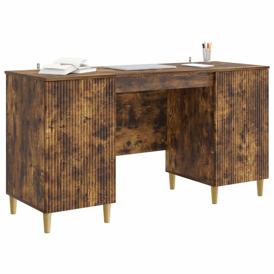 Bureau met plank Gerookt eiken 142,5 x 50 x 75 cm Bewerkt hout