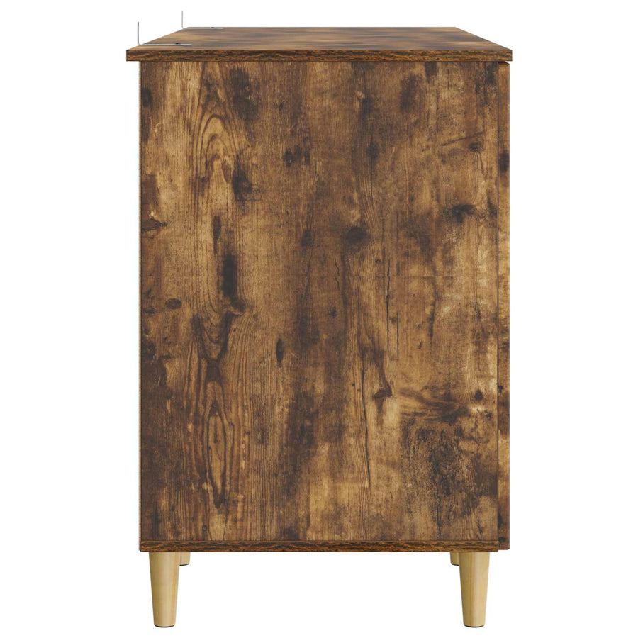 Bureau met plank Gerookt eiken 142,5 x 50 x 75 cm Bewerkt hout