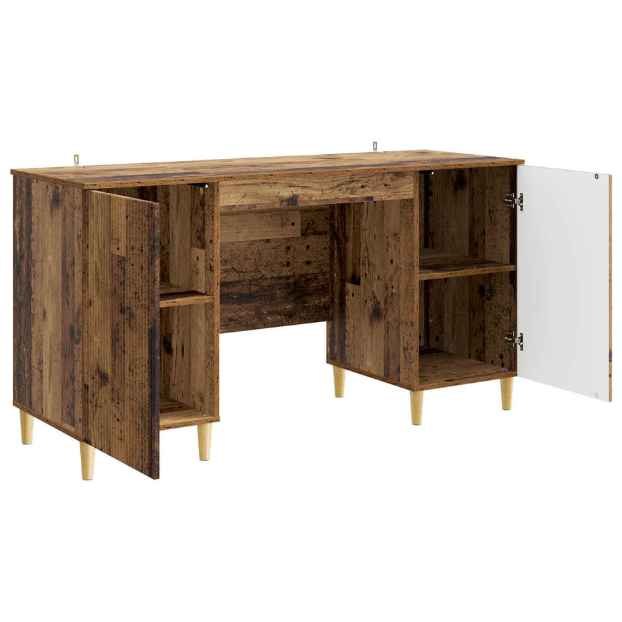 Bureau met plank Oud hout 142,5 x 50 x 75 cm Bewerkt hout