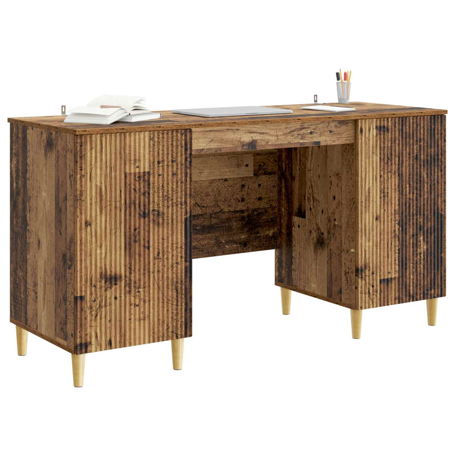 Bureau met plank Oud hout 142,5 x 50 x 75 cm Bewerkt hout