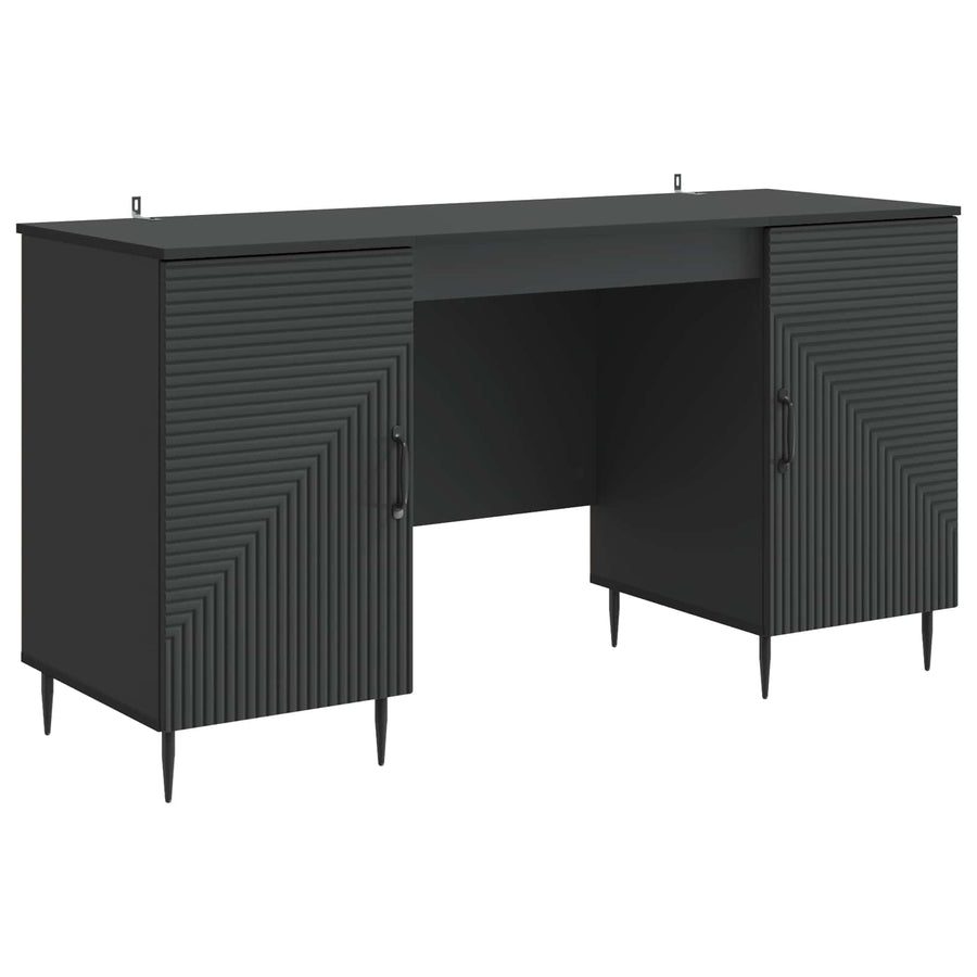 Bureau met plank Zwart 142,5 x 50 x 75 cm Bewerkt hout