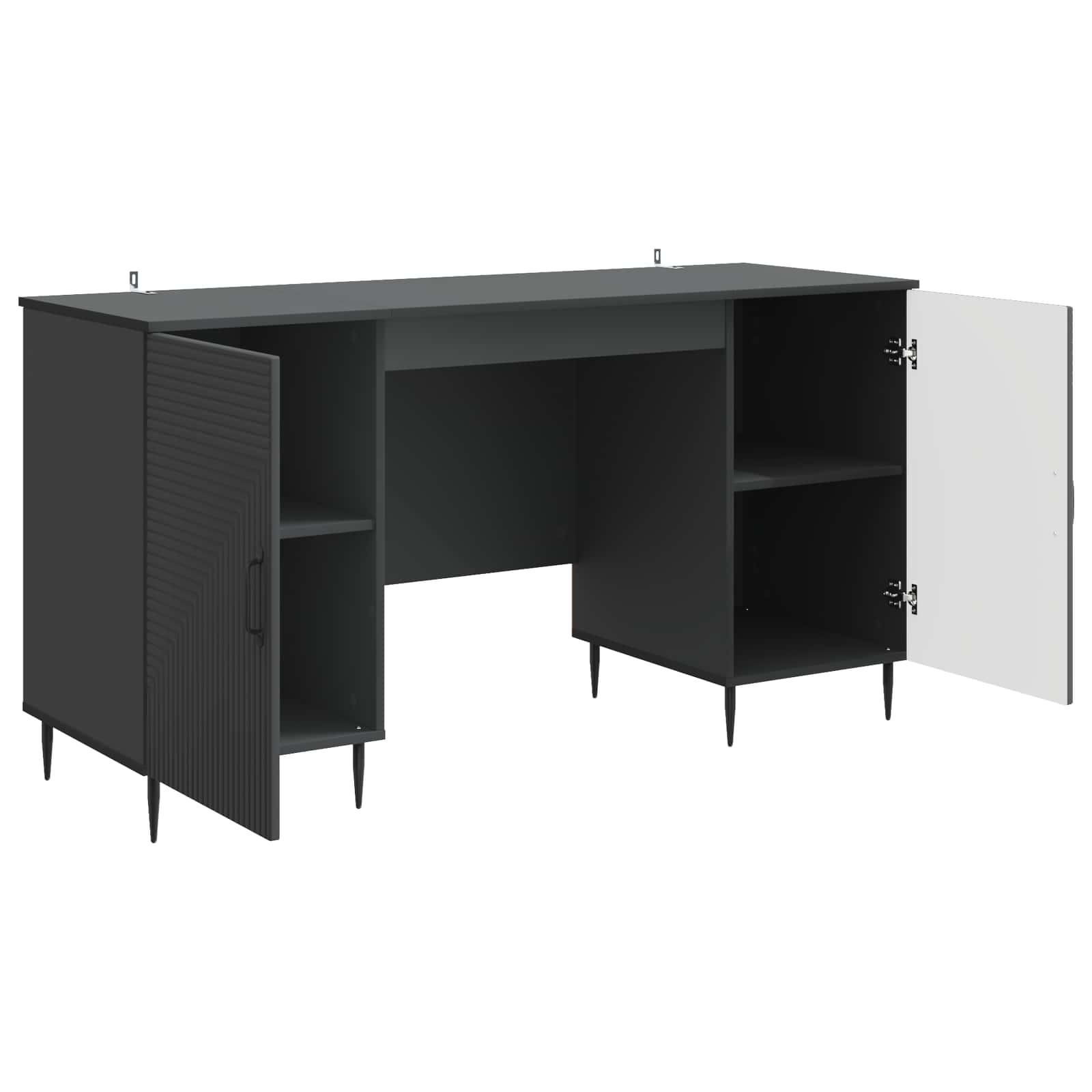 Bureau met plank Zwart 142,5 x 50 x 75 cm Bewerkt hout