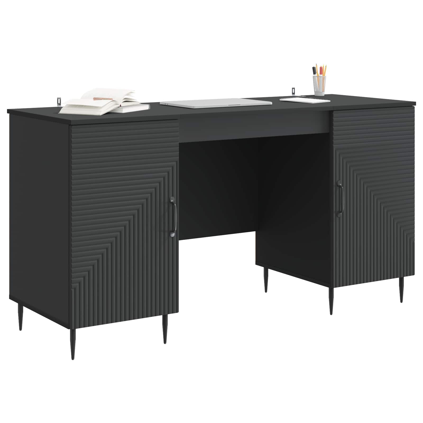 Bureau met plank Zwart 142,5 x 50 x 75 cm Bewerkt hout