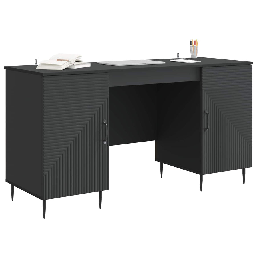 Bureau met plank Zwart 142,5 x 50 x 75 cm Bewerkt hout