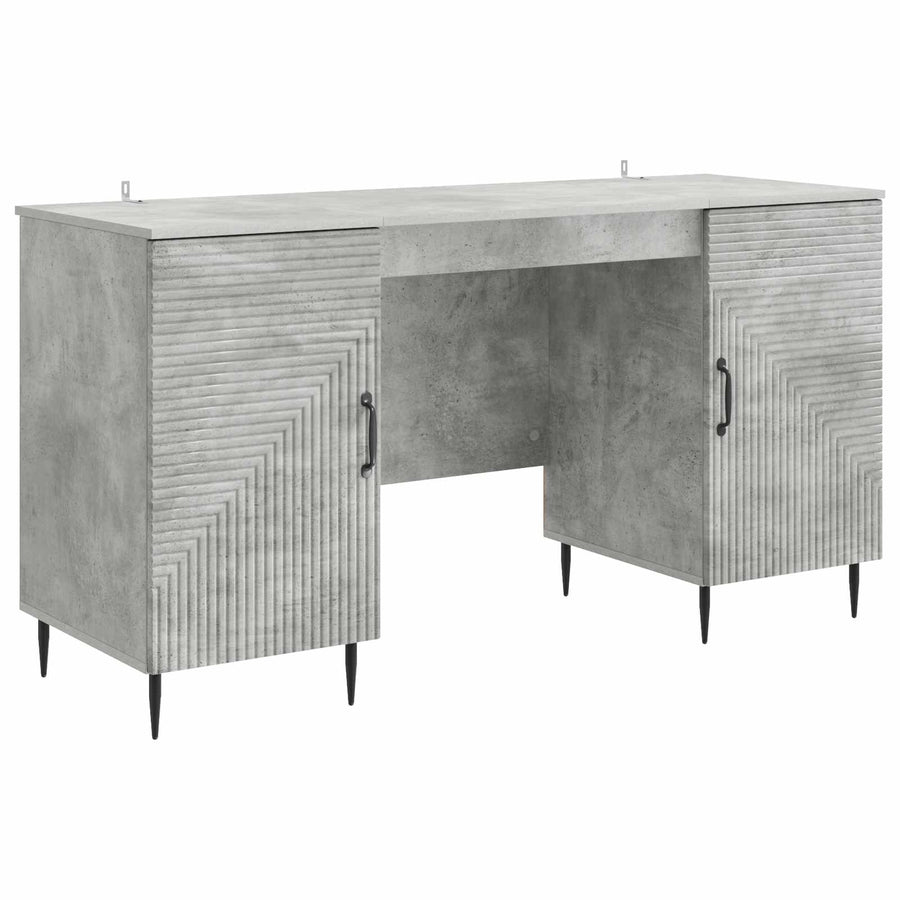 Bureau met plank Betongrijs 142,5 x 50 x 75 cm Bewerkt hout