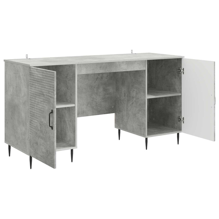 Bureau met plank Betongrijs 142,5 x 50 x 75 cm Bewerkt hout
