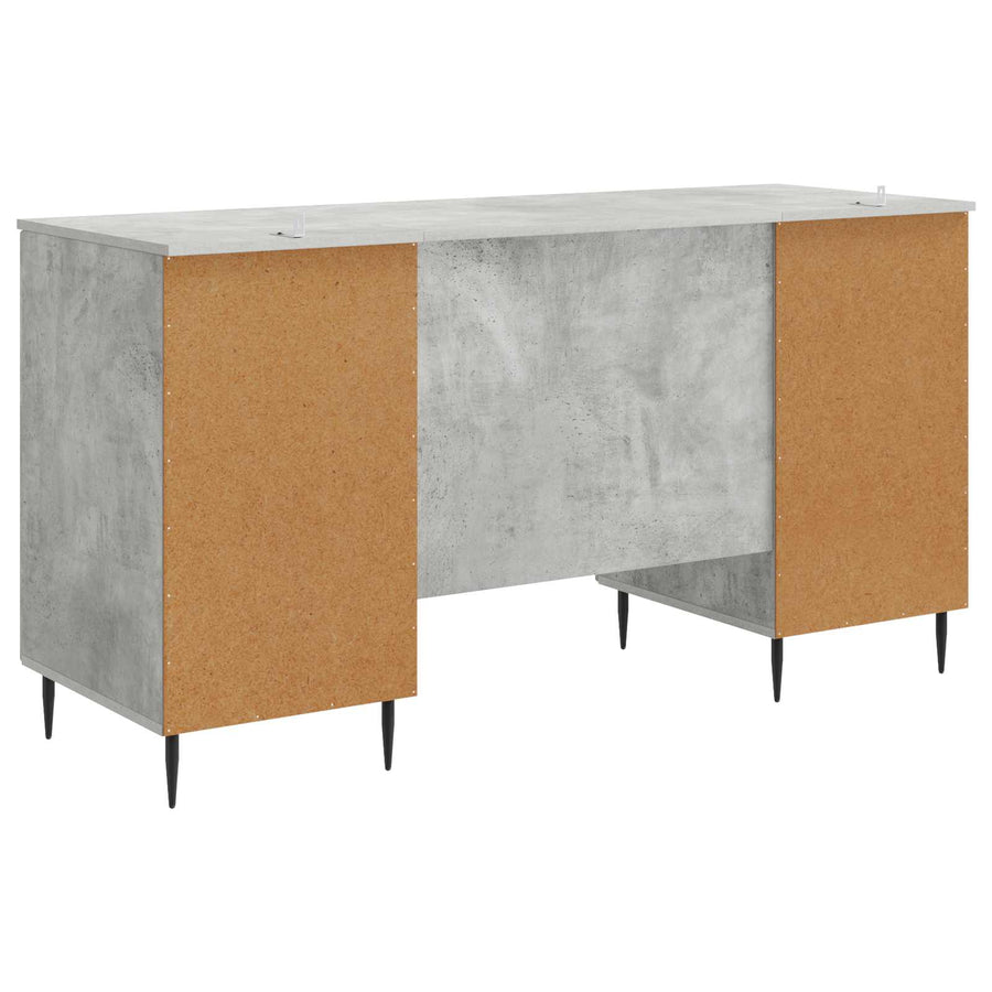 Bureau met plank Betongrijs 142,5 x 50 x 75 cm Bewerkt hout