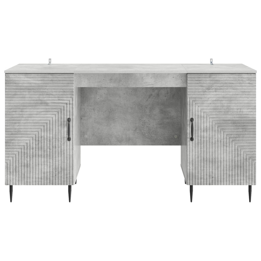 Bureau met plank Betongrijs 142,5 x 50 x 75 cm Bewerkt hout