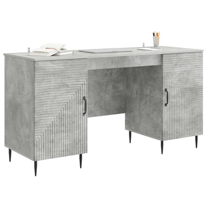 Bureau met plank Betongrijs 142,5 x 50 x 75 cm Bewerkt hout