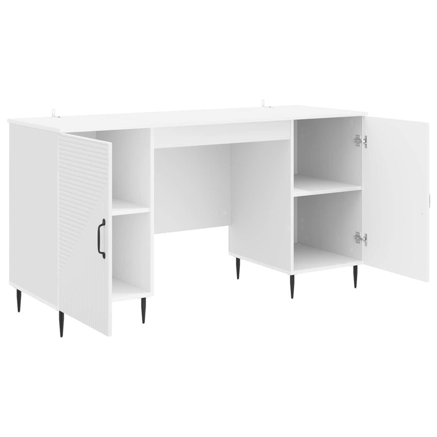 Bureau met plank Hoogglans Wit 142,5 x 50 x 75 cm Bewerkt hout