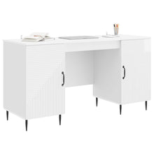 Bureau met plank Hoogglans Wit 142,5 x 50 x 75 cm Bewerkt hout