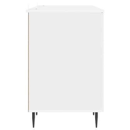 Bureau met plank Hoogglans Wit 142,5 x 50 x 75 cm Bewerkt hout