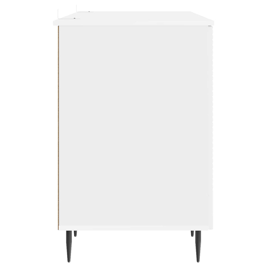 Bureau met plank Hoogglans Wit 142,5 x 50 x 75 cm Bewerkt hout