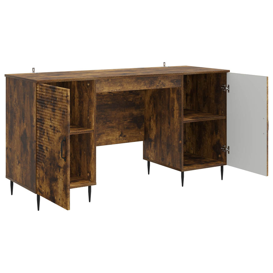 Bureau met plank Gerookt eiken 142,5 x 50 x 75 cm Bewerkt hout