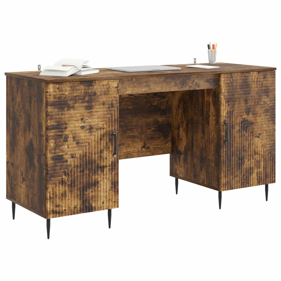 Bureau met plank Gerookt eiken 142,5 x 50 x 75 cm Bewerkt hout