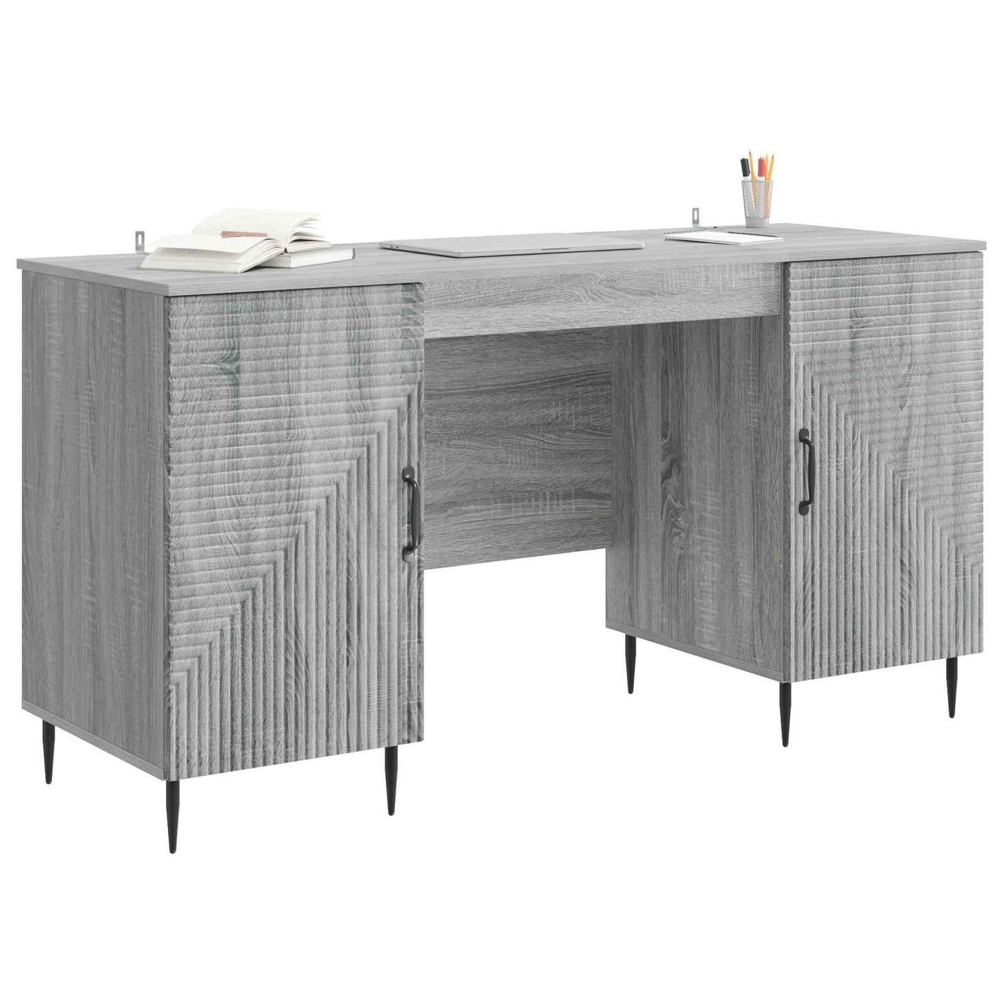 Bureau met plank Grijs sonoma 142,5 x 50 x 75 cm Bewerkt hout