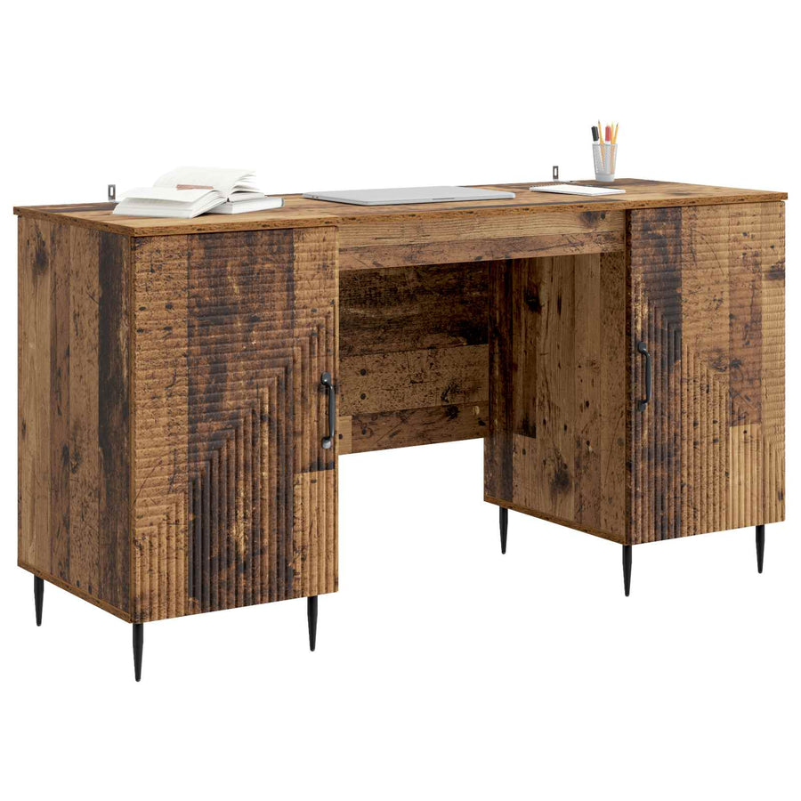 Bureau met plank Oud hout 142,5 x 50 x 75 cm Bewerkt hout