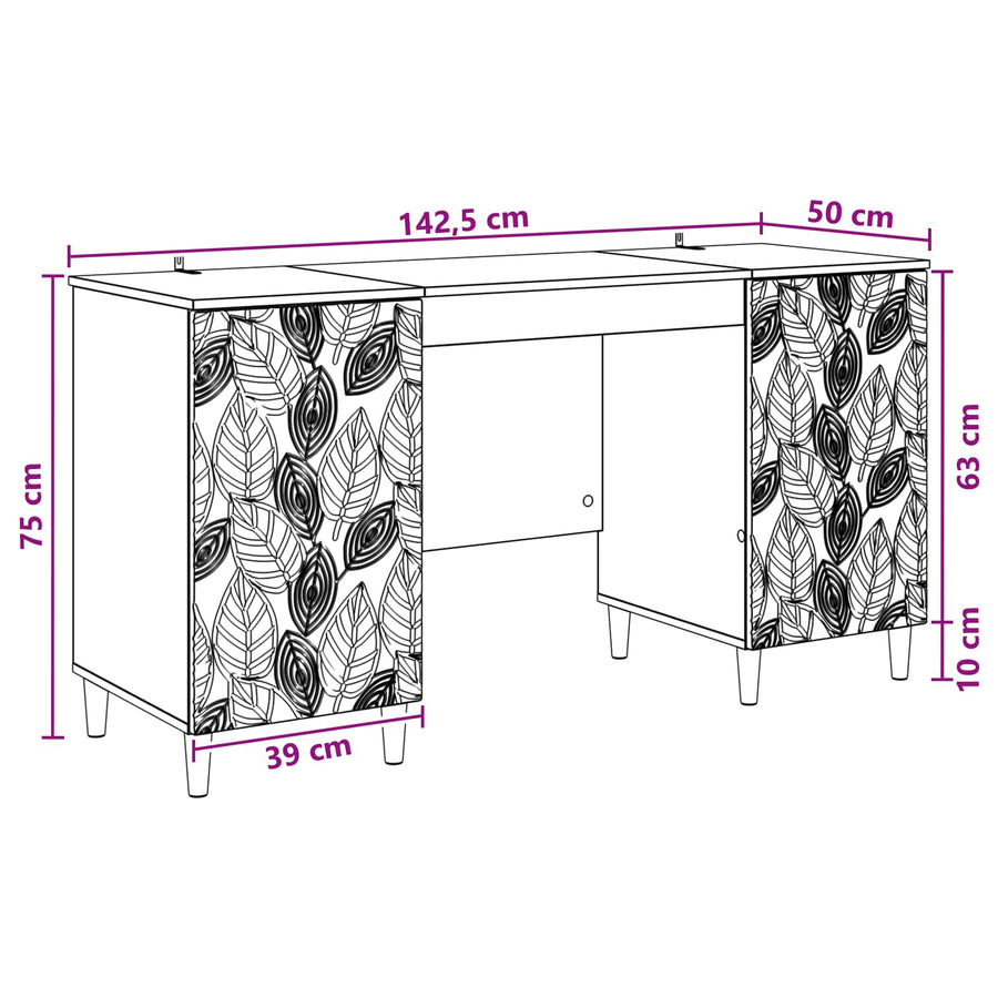 Bureau Zwart Bewerkt hout 142,5 x 50 x 75 cm
