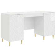 Bureau hoogglans wit 142,5x50x75 cm bewerkt hout