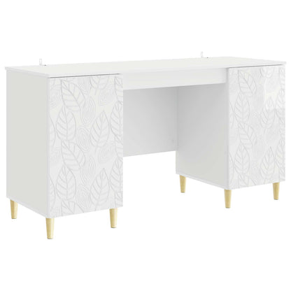 Bureau Hoogglans Wit Bewerkt hout 142,5 x 50 x 75 cm