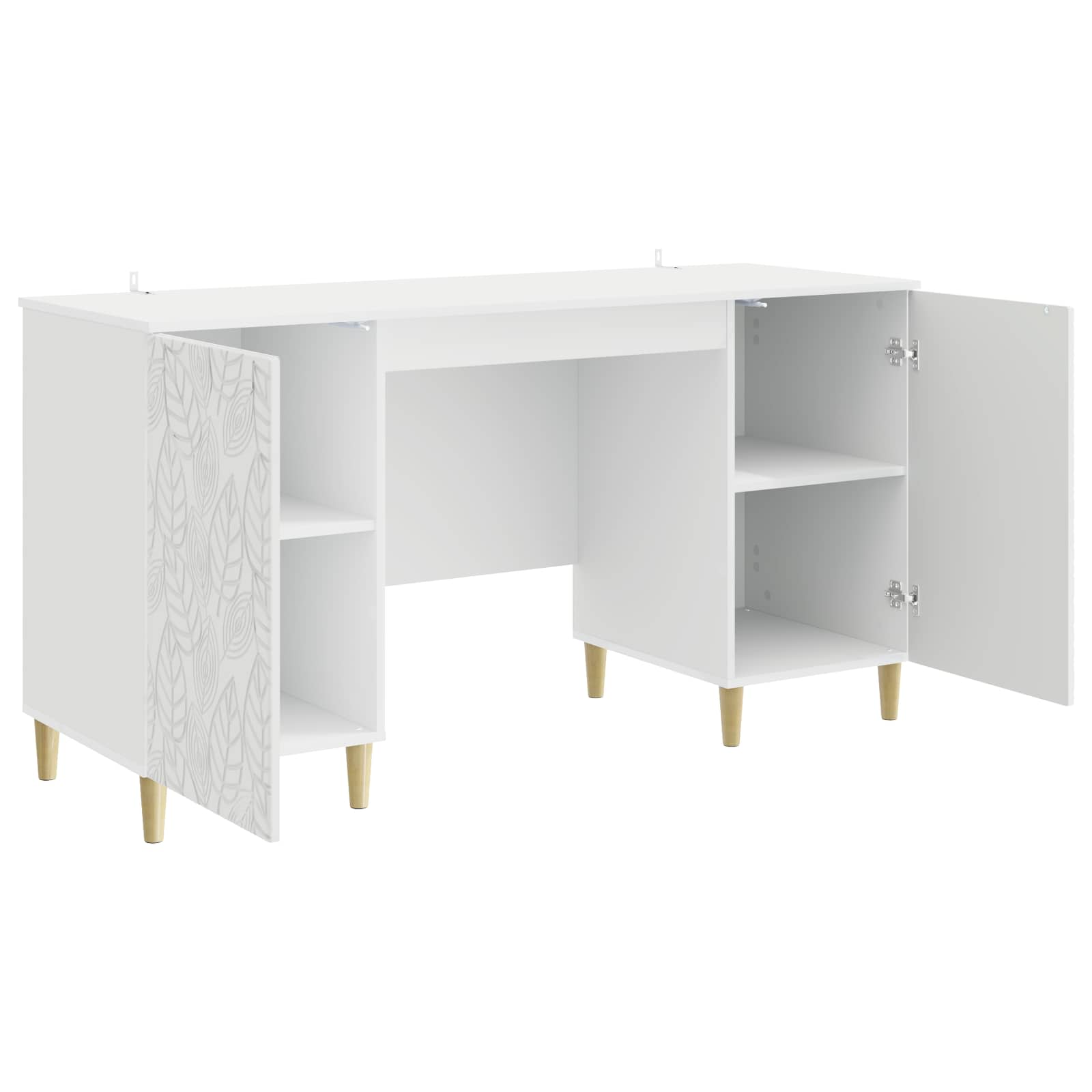 Bureau Hoogglans Wit Bewerkt hout 142,5 x 50 x 75 cm