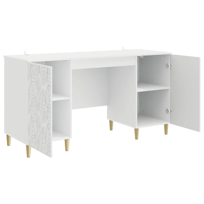 Bureau Hoogglans Wit Bewerkt hout 142,5 x 50 x 75 cm