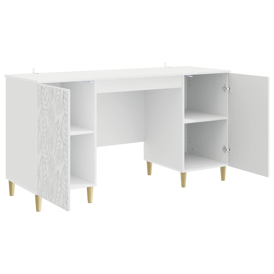 Bureau Hoogglans Wit Bewerkt hout 142,5 x 50 x 75 cm