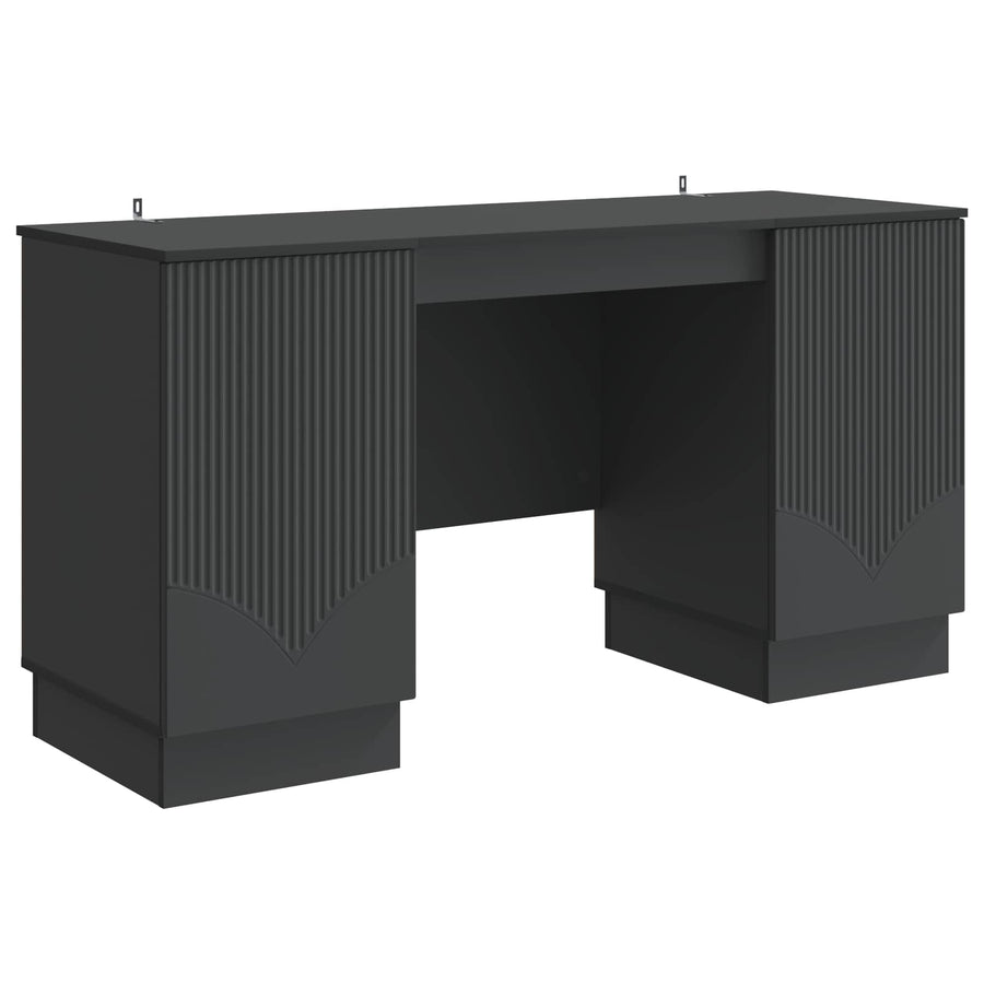 Bureau met plank Zwart 142,5 x 50 x 75 cm Bewerkt hout
