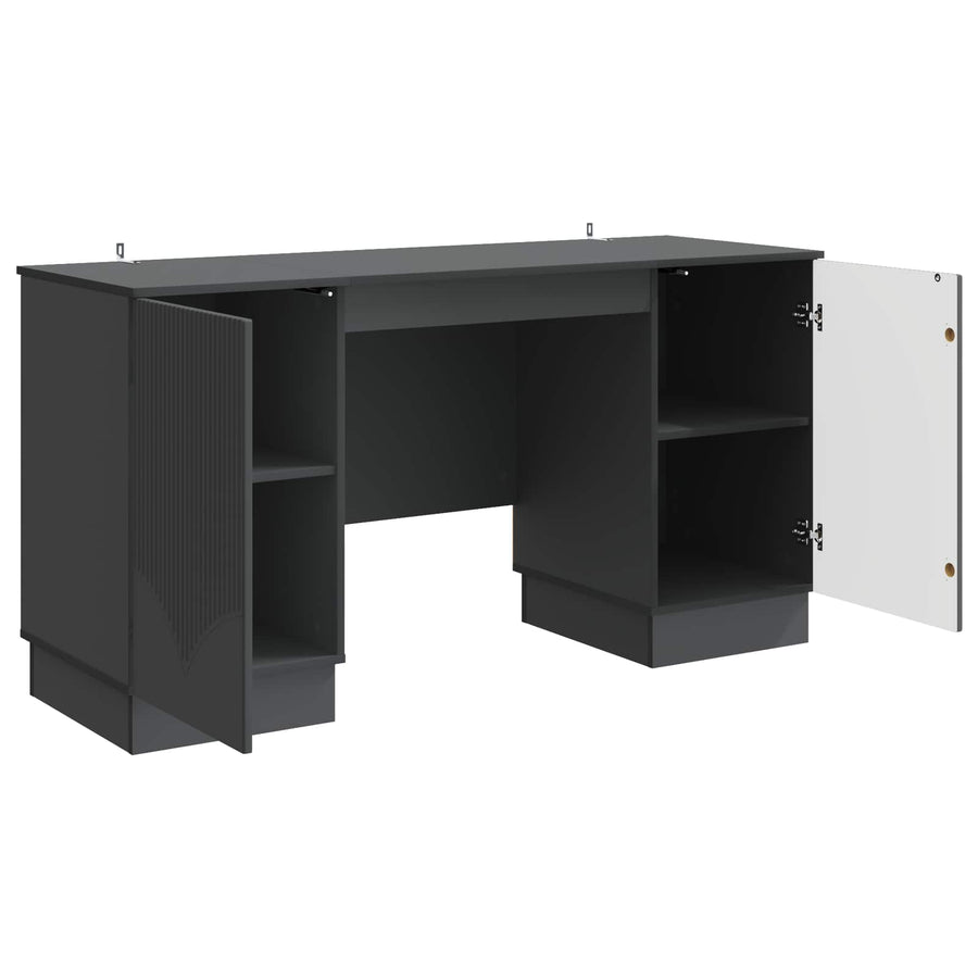 Bureau met plank Zwart 142,5 x 50 x 75 cm Bewerkt hout
