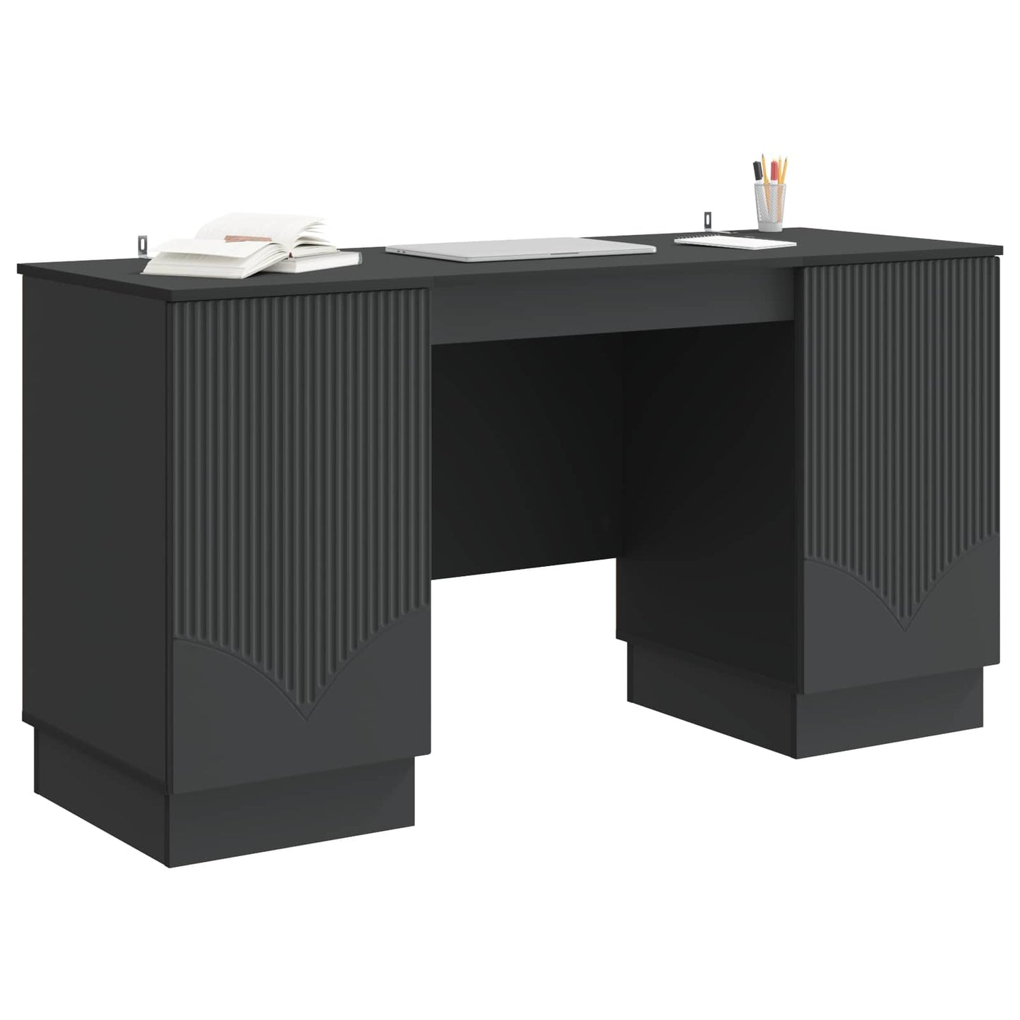 Bureau met plank Zwart 142,5 x 50 x 75 cm Bewerkt hout