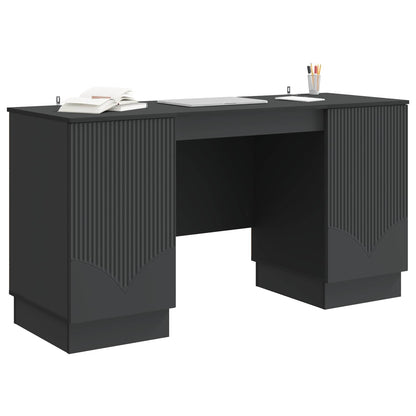 Bureau met plank Zwart 142,5 x 50 x 75 cm Bewerkt hout
