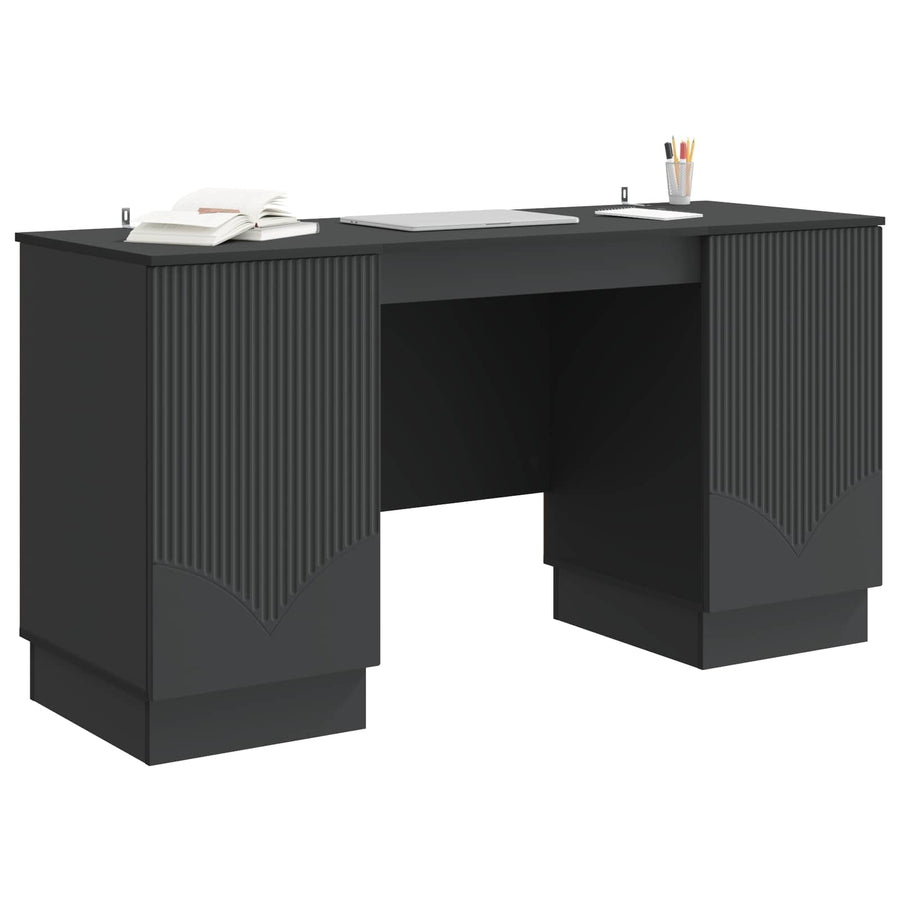 Bureau met plank Zwart 142,5 x 50 x 75 cm Bewerkt hout