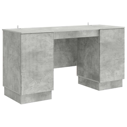 Bureau met plank Betongrijs 142,5 x 50 x 75 cm Bewerkt hout