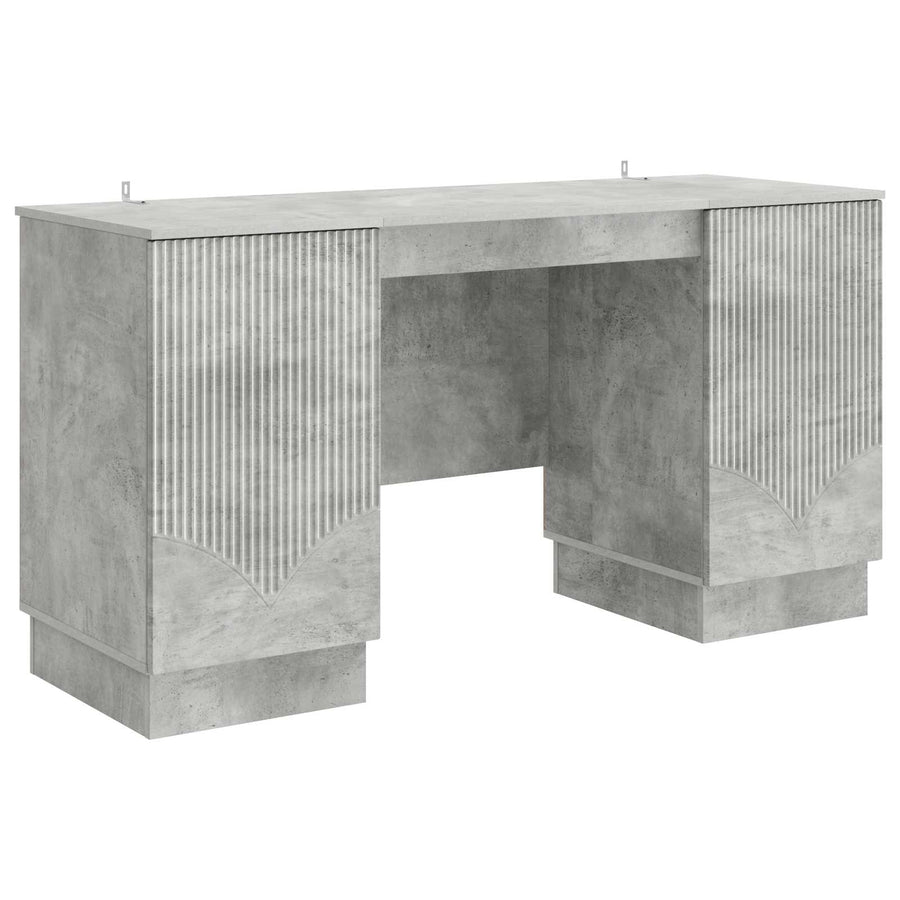 Bureau met plank Betongrijs 142,5 x 50 x 75 cm Bewerkt hout