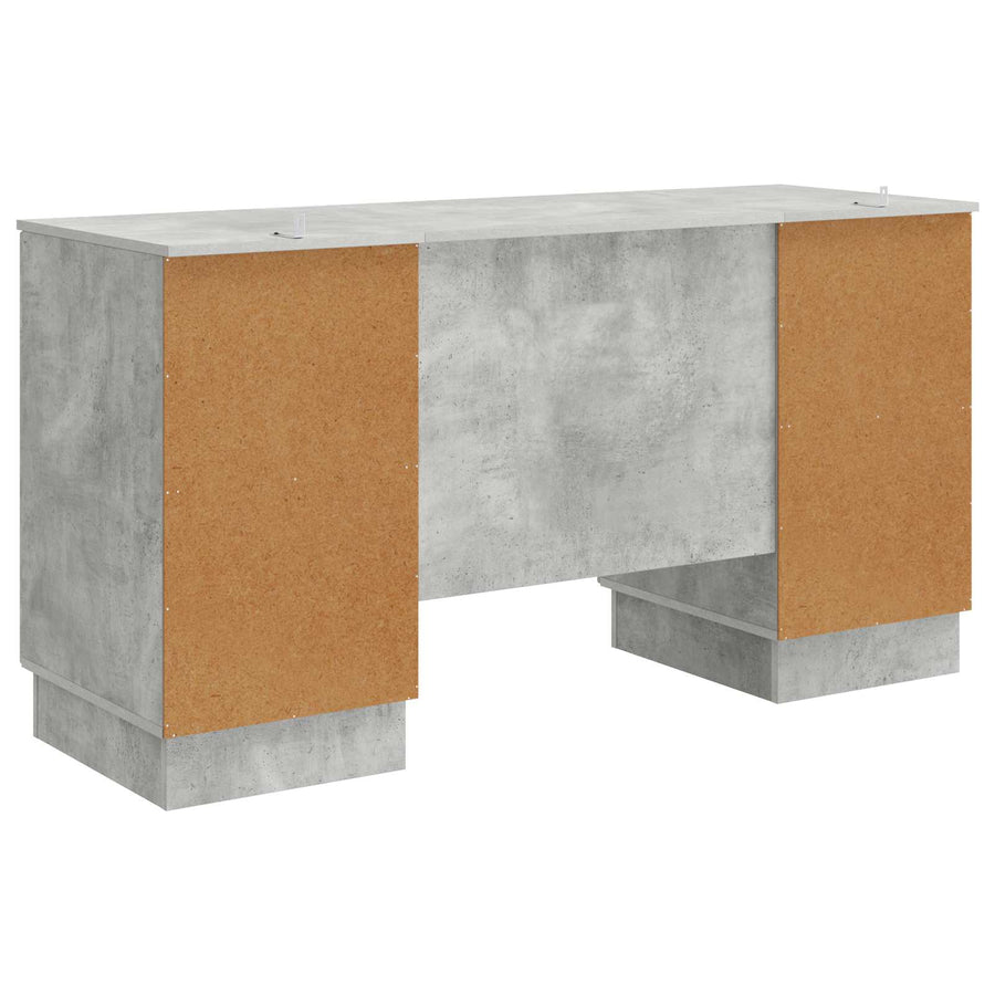 Bureau met plank Betongrijs 142,5 x 50 x 75 cm Bewerkt hout